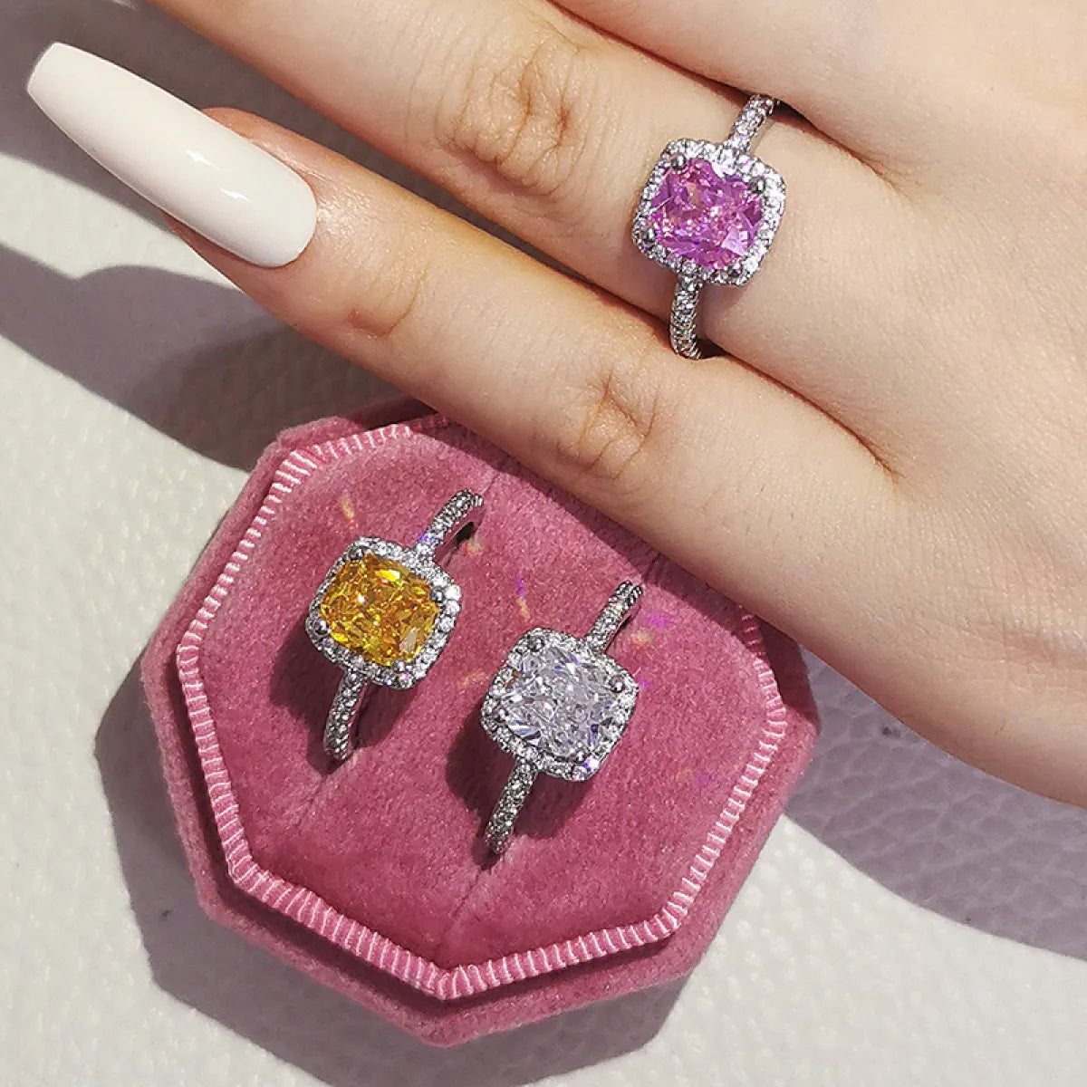 Multicolor Cubic Zirconia Wedding Rings